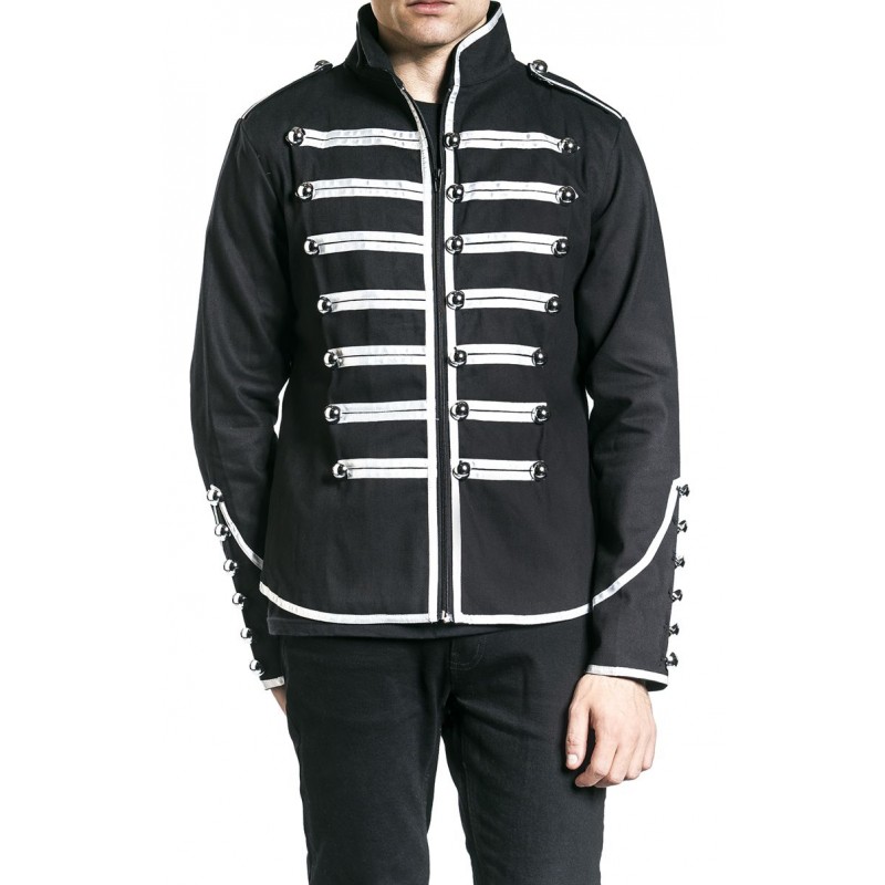 Men Gothic Military Jacket Parade Marching Jacket  Army Band Drummer Jacket